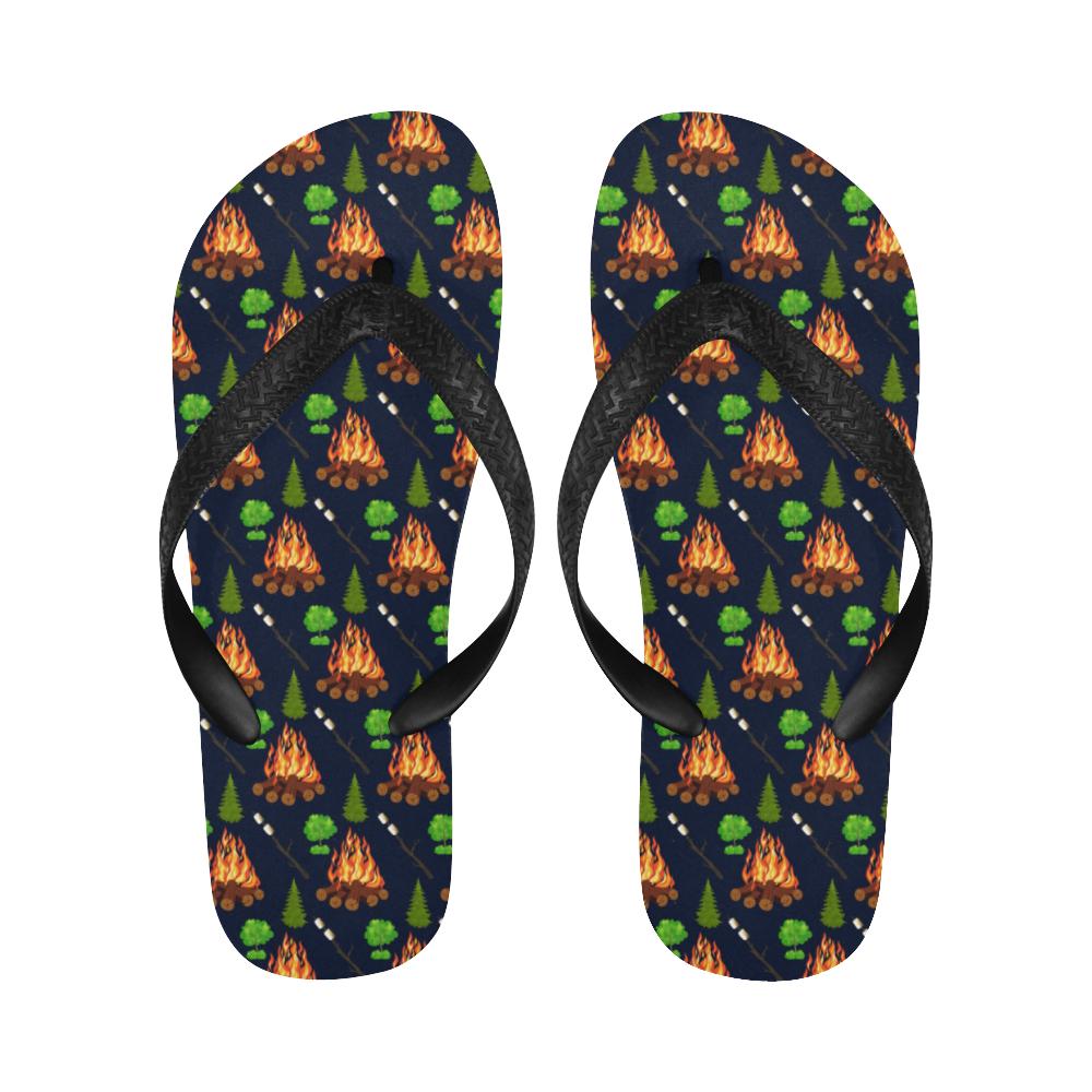 Camfire marshmallow Camping Design Print Flip Flops-JorJune
