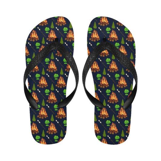 Camfire marshmallow Camping Design Print Flip Flops-JorJune