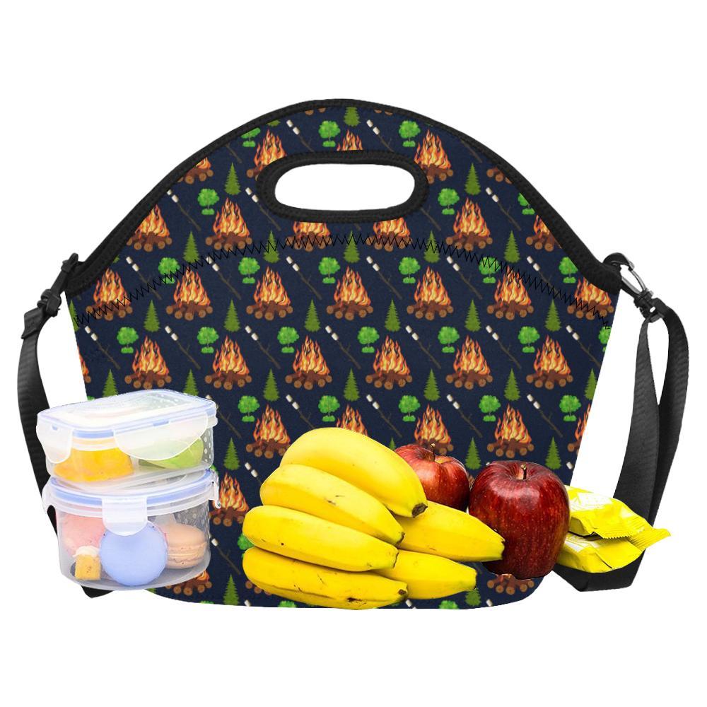 Camfire marshmallow Camping Design Print Neoprene Lunch Bag-JorJune