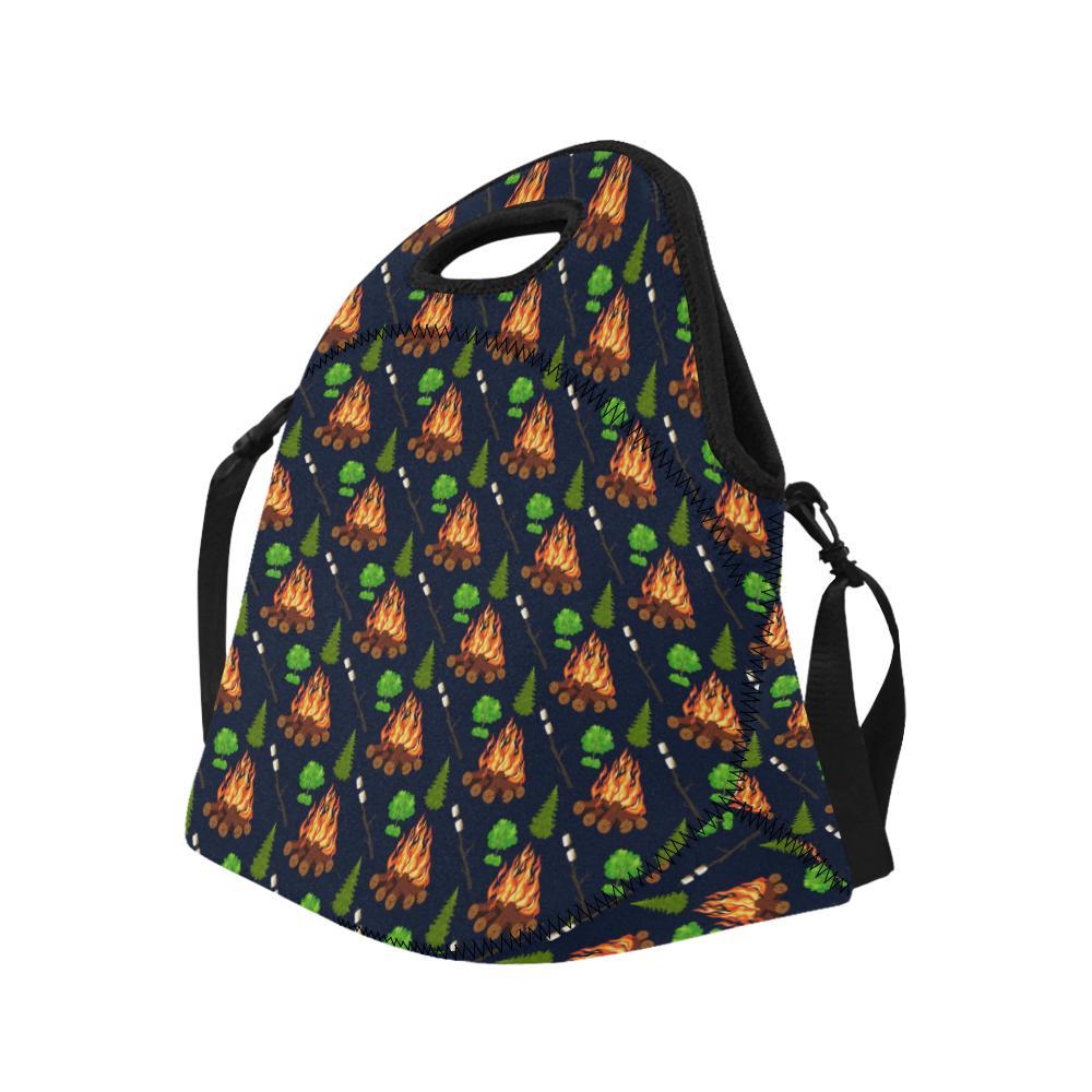 Camfire marshmallow Camping Design Print Neoprene Lunch Bag-JorJune
