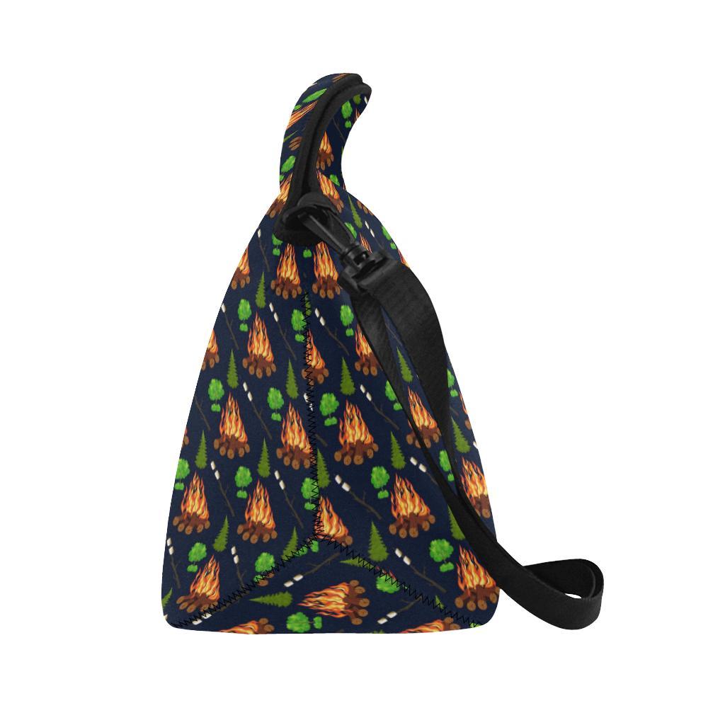 Camfire marshmallow Camping Design Print Neoprene Lunch Bag-JorJune
