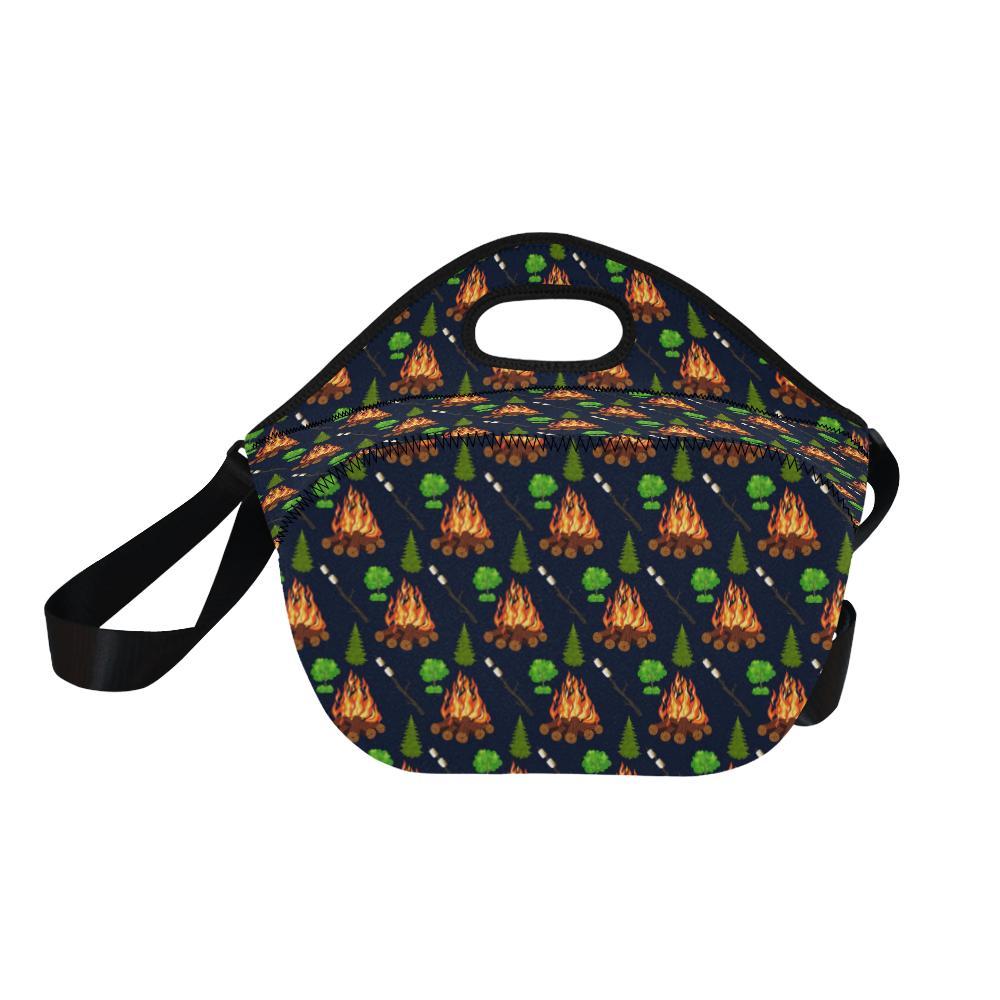 Camfire marshmallow Camping Design Print Neoprene Lunch Bag-JorJune