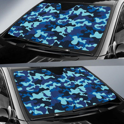 Camo Blue Pattern Print Design 04 Car Sun Shade-JORJUNE.COM