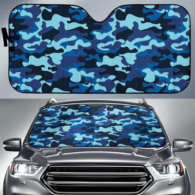 Camo Blue Pattern Print Design 04 Car Sun Shade-JORJUNE.COM