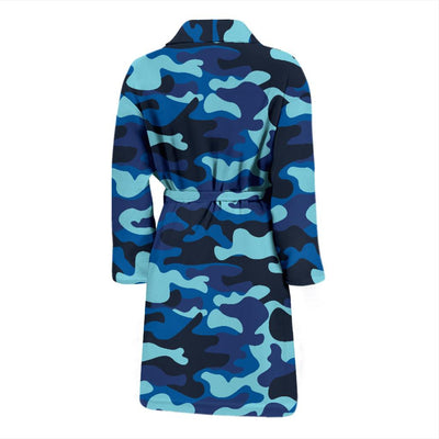 Camo Blue Pattern Print Design 04 Men Bathrobe-JORJUNE.COM