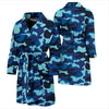 Camo Blue Pattern Print Design 04 Men Bathrobe-JORJUNE.COM