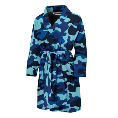 Camo Blue Pattern Print Design 04 Men Bathrobe-JORJUNE.COM