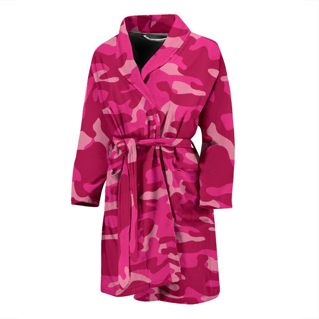 Camo Pink Pattern Print Design 01 Men Bathrobe-JORJUNE.COM