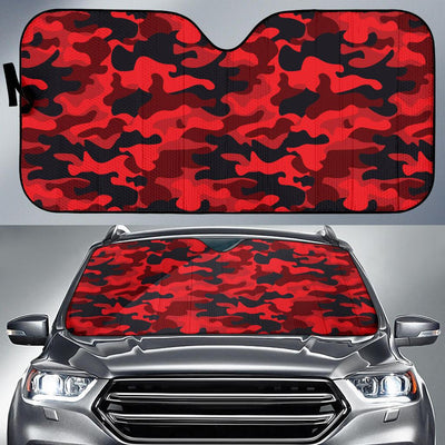 Camo Red Pattern Print Design 03 Car Sun Shade-JORJUNE.COM