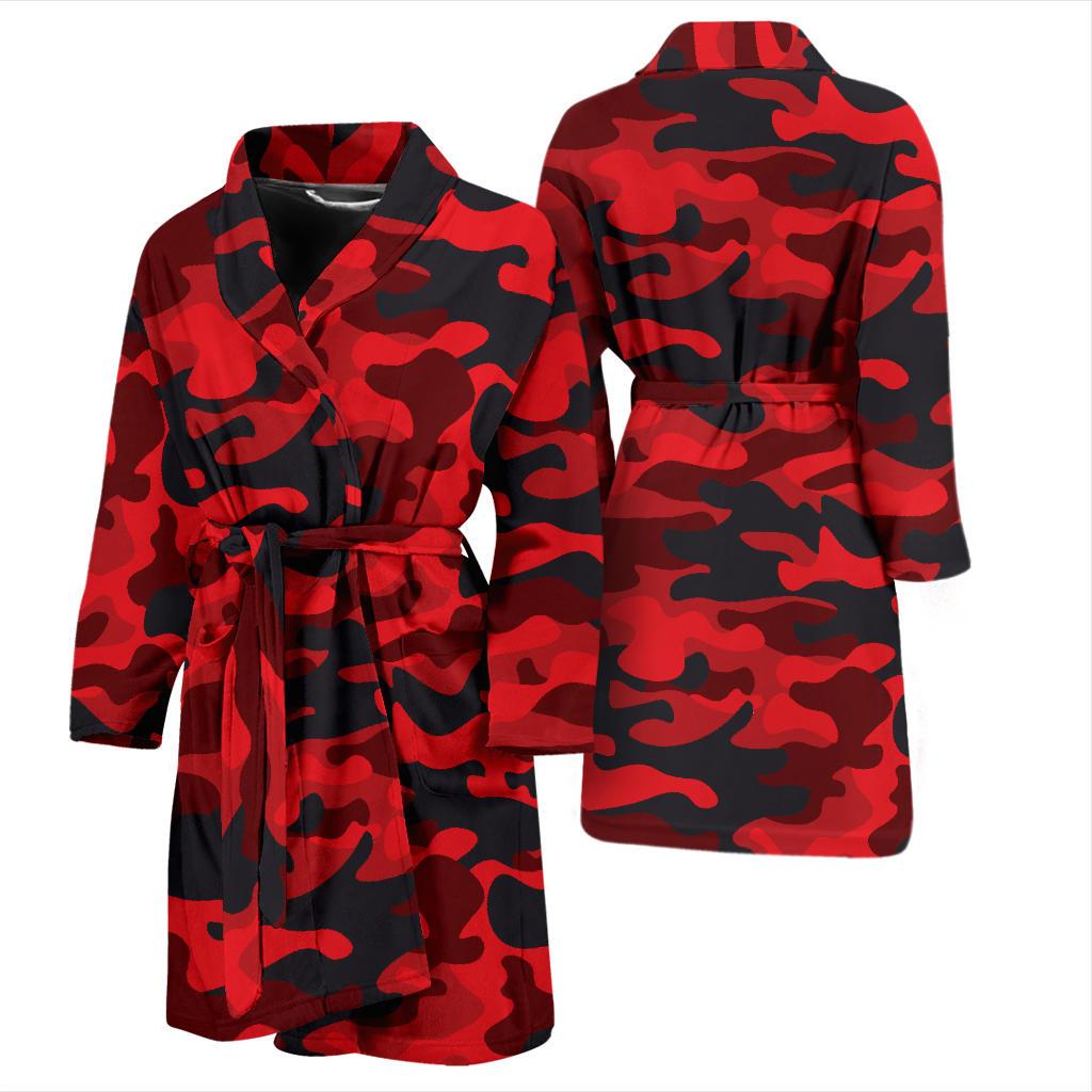 Camo Red Pattern Print Design 03 Men Bathrobe-JORJUNE.COM
