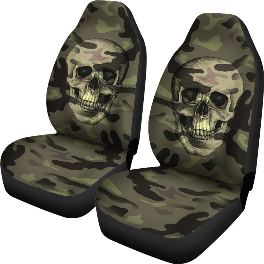 Camo Skull Camouflage Universal Fit Car Seat Covers