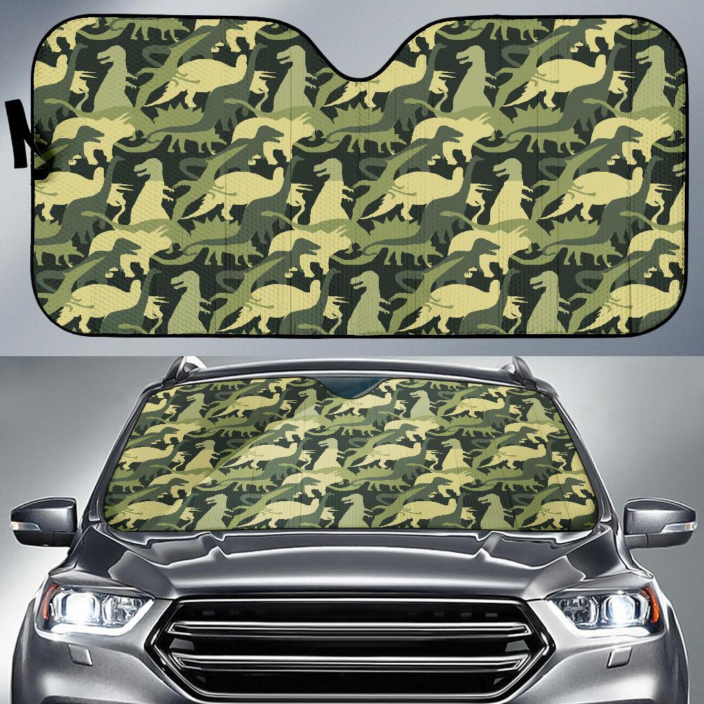 Camouflage Dinosaur Pattern Print Design 03 Car Sun Shade-JORJUNE.COM