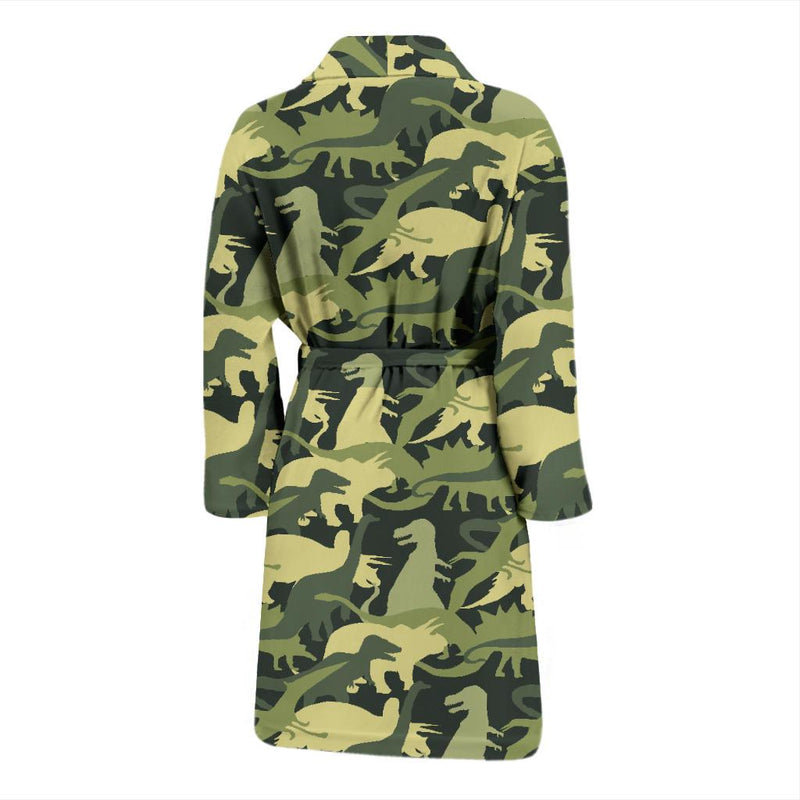 Camouflage Dinosaur Pattern Print Design 03 Men Bathrobe-JORJUNE.COM