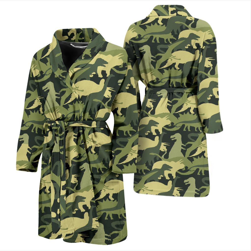 Camouflage Dinosaur Pattern Print Design 03 Men Bathrobe-JORJUNE.COM