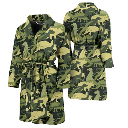 Camouflage Dinosaur Pattern Print Design 03 Men Bathrobe-JORJUNE.COM