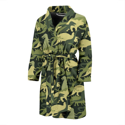 Camouflage Dinosaur Pattern Print Design 03 Men Bathrobe-JORJUNE.COM