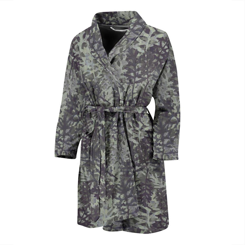 Camouflage Fern Pattern Print Design 05 Men Bathrobe-JORJUNE.COM