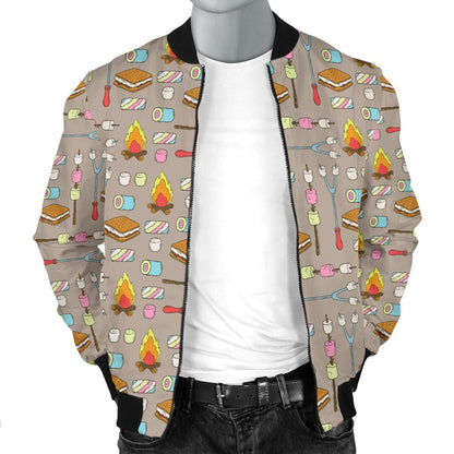 Camp Marshmallows Pattern Men Casual Bomber Jacket