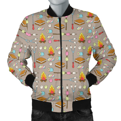 Camp Marshmallows Pattern Men Casual Bomber Jacket