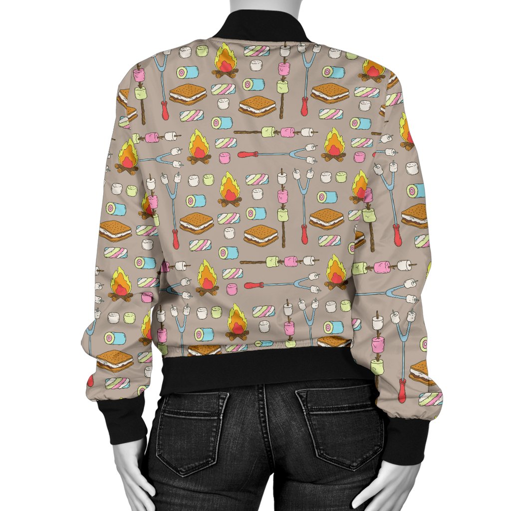 Camp Marshmallows Pattern Women Casual Bomber Jacket
