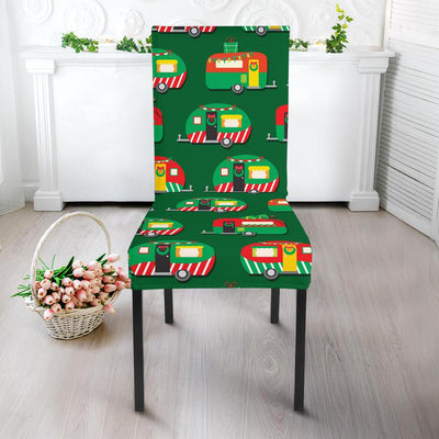 Camper Camping Christmas Themed Print Dining Chair Slipcover-JORJUNE.COM