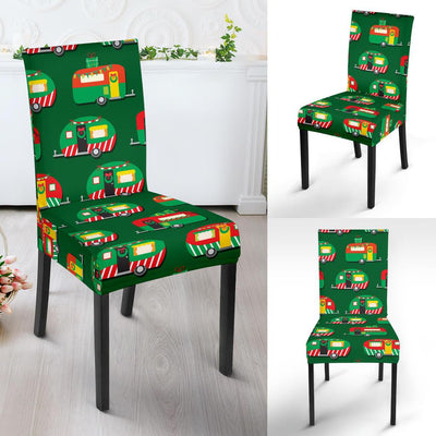 Camper Camping Christmas Themed Print Dining Chair Slipcover-JORJUNE.COM