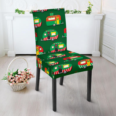 Camper Camping Christmas Themed Print Dining Chair Slipcover-JORJUNE.COM