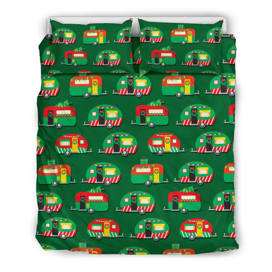 Camper Camping Christmas Themed Print Duvet Cover Bedding Set-JORJUNE.COM