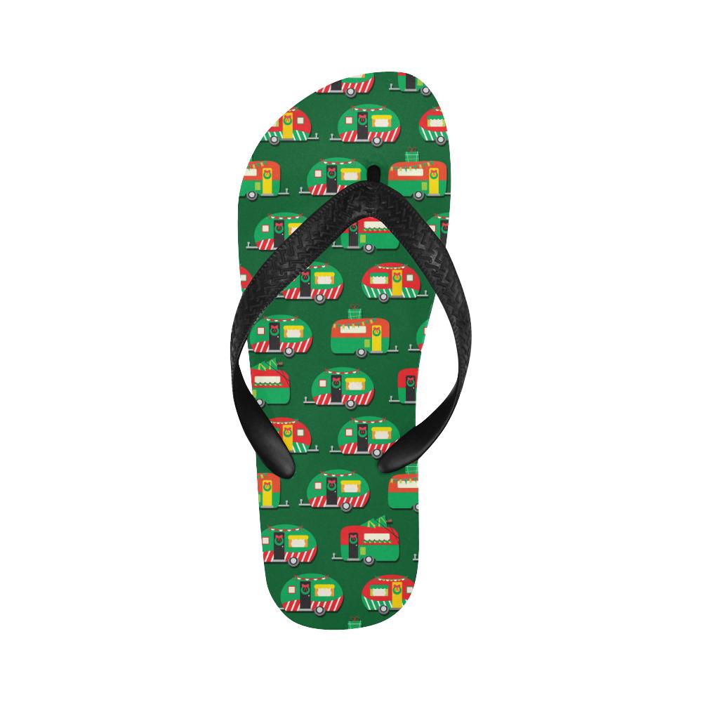 Camper Camping Christmas Themed Print Flip Flops-JorJune
