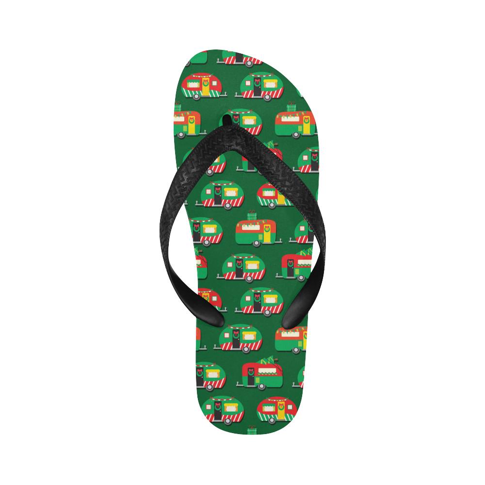 Camper Camping Christmas Themed Print Flip Flops-JorJune