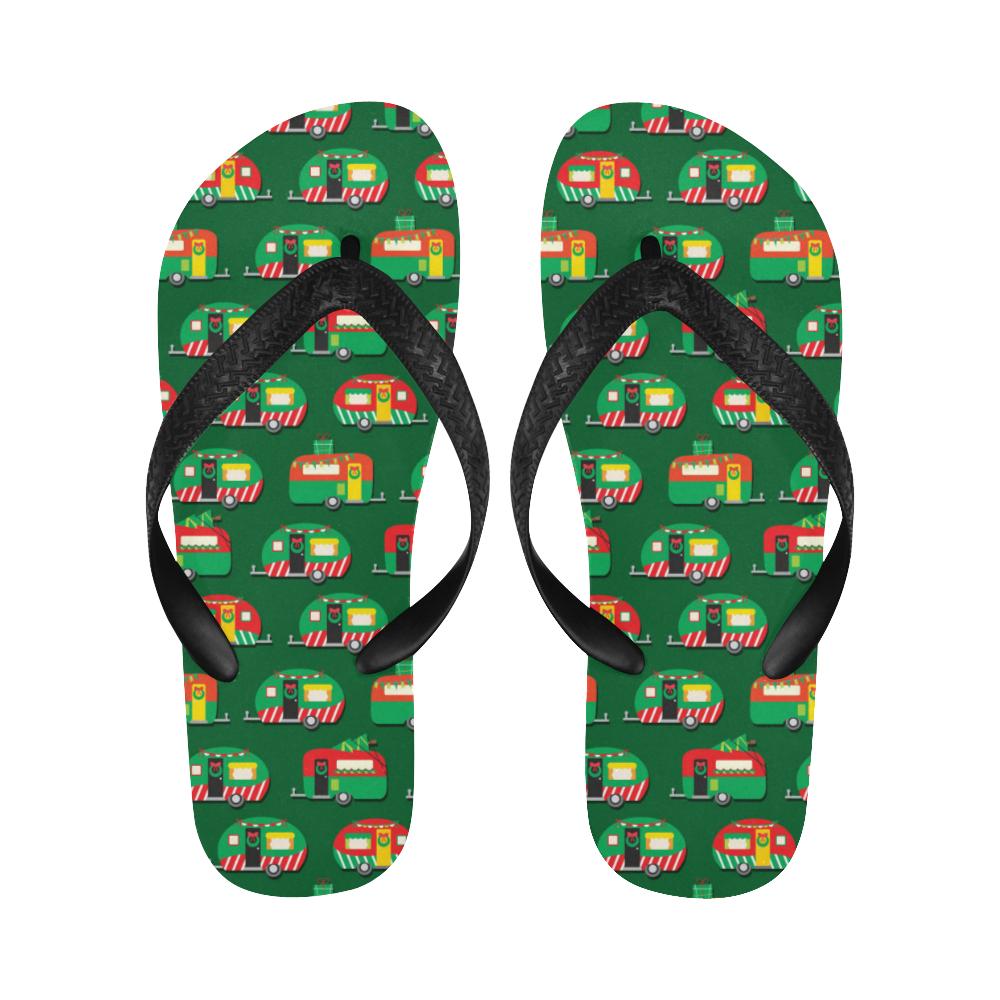 Camper Camping Christmas Themed Print Flip Flops-JorJune