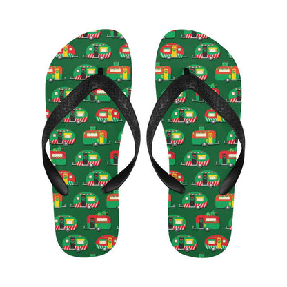 Camper Camping Christmas Themed Print Flip Flops-JorJune