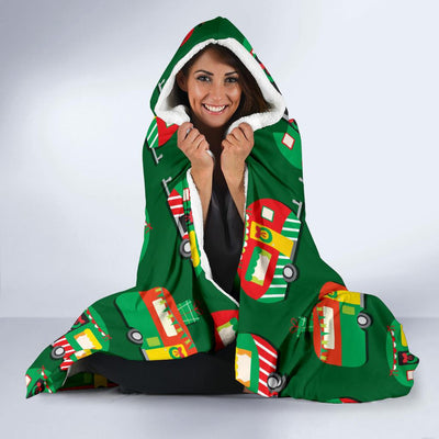 Camper Camping Christmas Themed Print Hooded Blanket-JORJUNE.COM