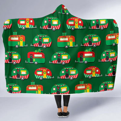 Camper Camping Christmas Themed Print Hooded Blanket-JORJUNE.COM