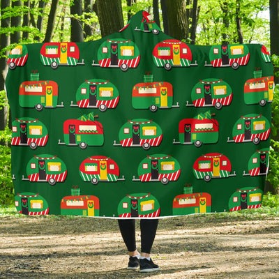 Camper Camping Christmas Themed Print Hooded Blanket-JORJUNE.COM