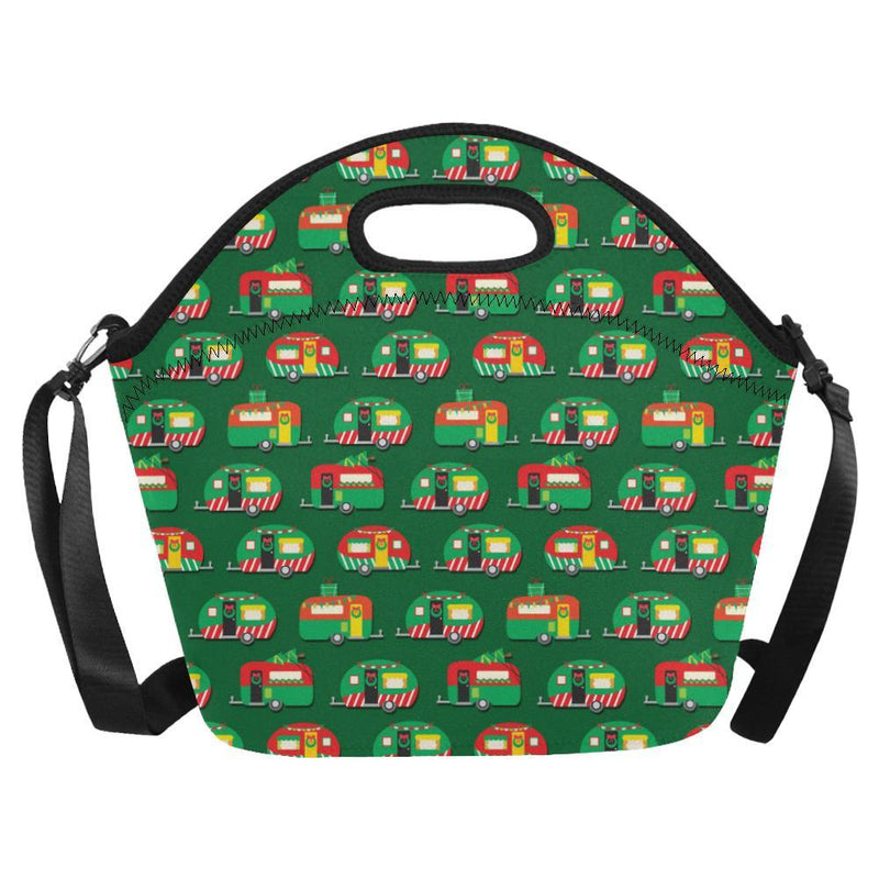 Camper Camping Christmas Themed Print Neoprene Lunch Bag-JorJune