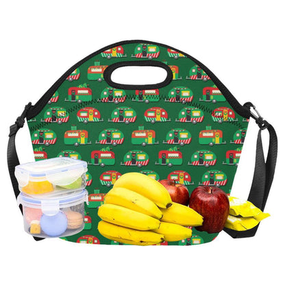 Camper Camping Christmas Themed Print Neoprene Lunch Bag-JorJune