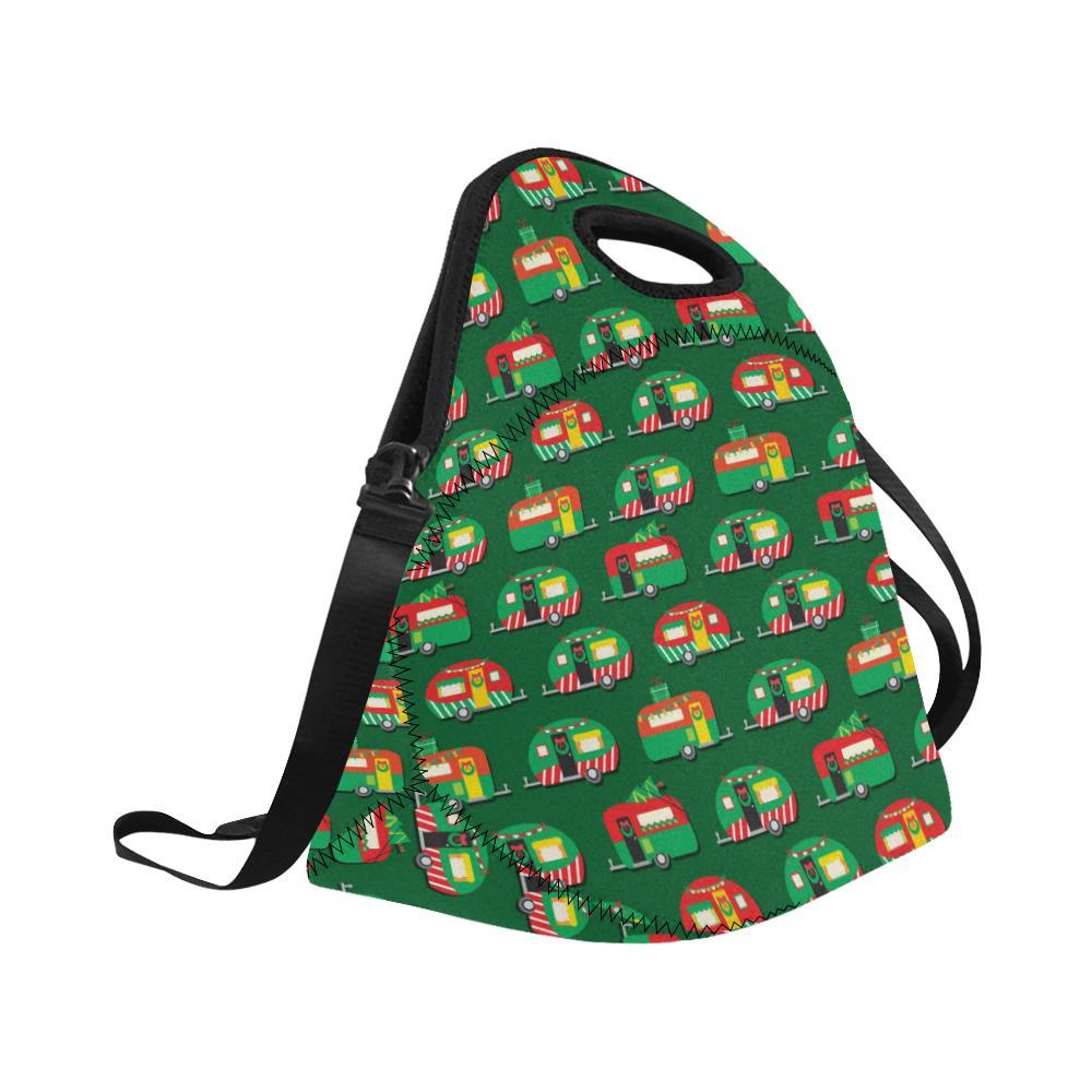 Camper Camping Christmas Themed Print Neoprene Lunch Bag-JorJune