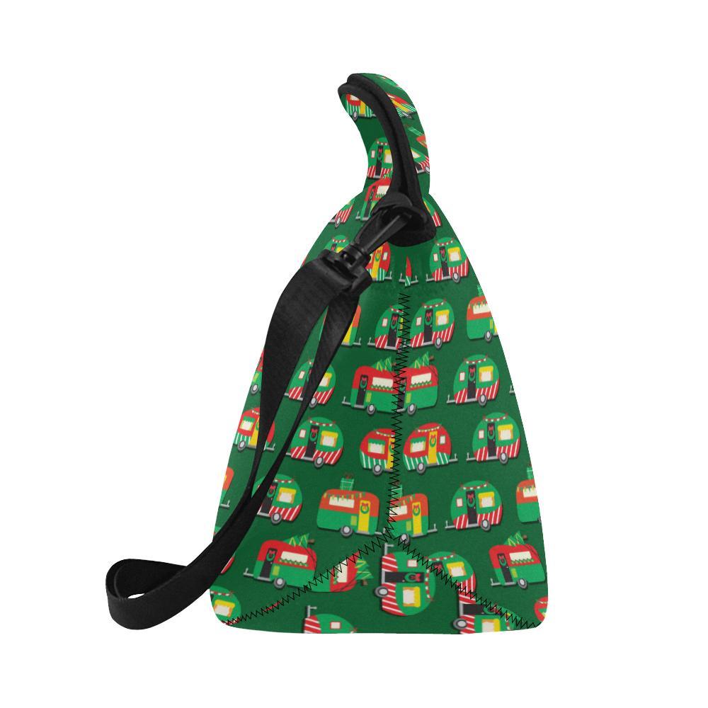 Camper Camping Christmas Themed Print Neoprene Lunch Bag-JorJune