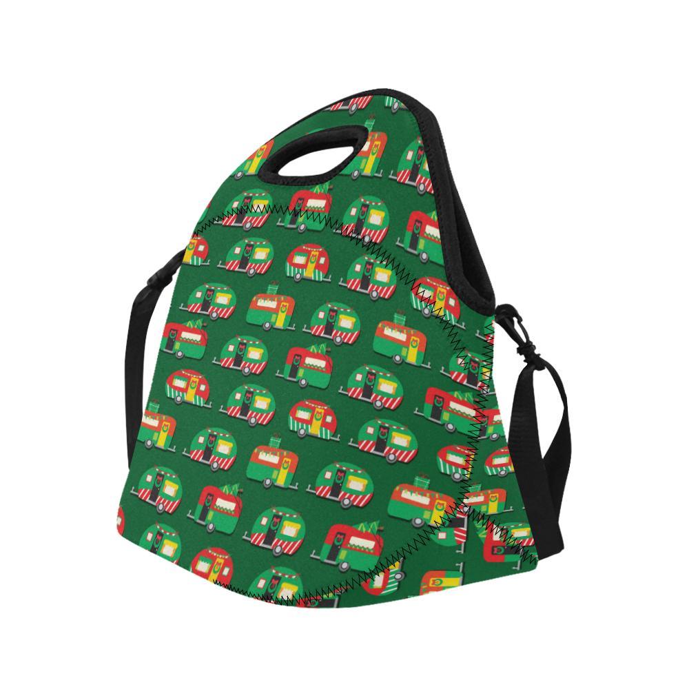 Camper Camping Christmas Themed Print Neoprene Lunch Bag-JorJune