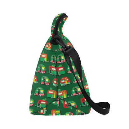 Camper Camping Christmas Themed Print Neoprene Lunch Bag-JorJune