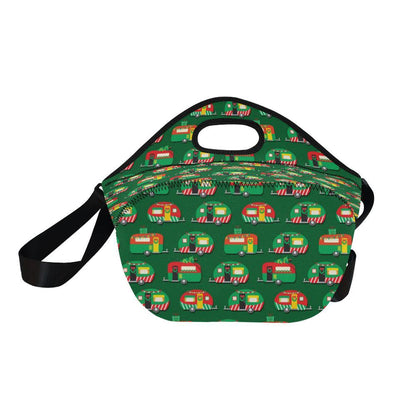 Camper Camping Christmas Themed Print Neoprene Lunch Bag-JorJune