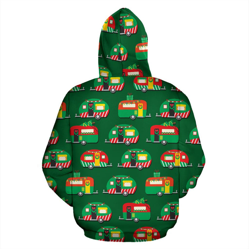 Camper Camping Christmas Themed Print Pullover Hoodie