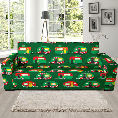 Camper Camping Christmas Themed Print Sofa Slipcover-JORJUNE.COM