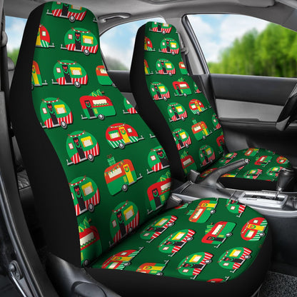 Camper Camping Christmas Themed Print Universal Fit Car Seat Covers