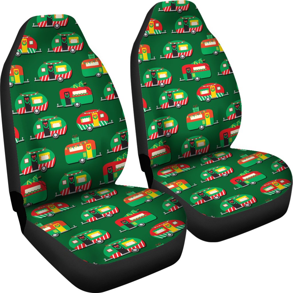 Camper Camping Christmas Themed Print Universal Fit Car Seat Covers