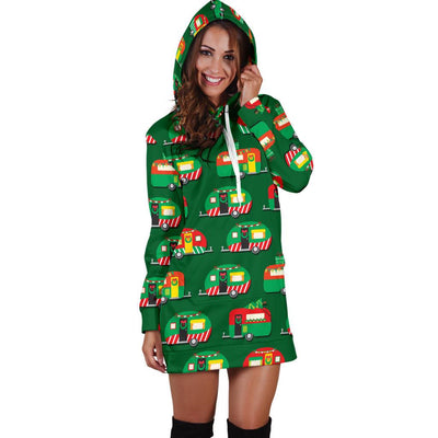 Camper Camping Christmas Themed Print Women Hoodie Dress