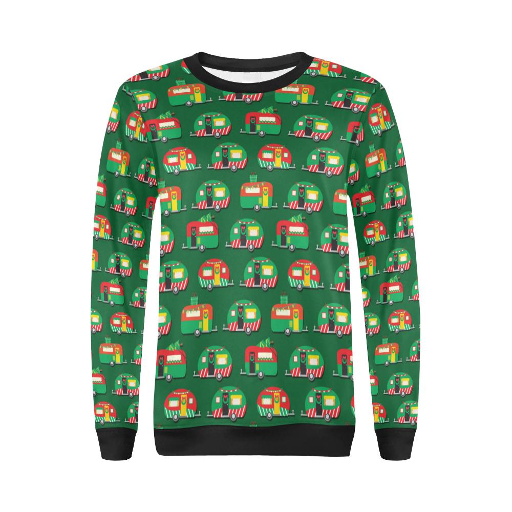 Camper Camping Christmas Themed Print Women Long Sleeve Sweatshirt-JorJune