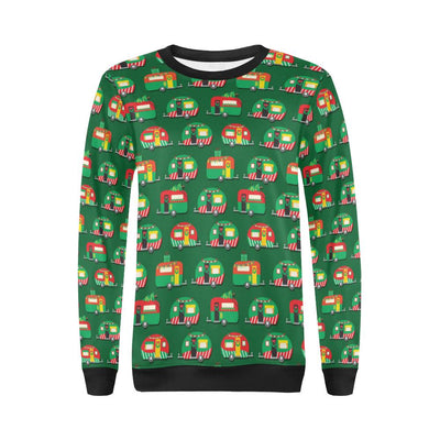 Camper Camping Christmas Themed Print Women Long Sleeve Sweatshirt-JorJune