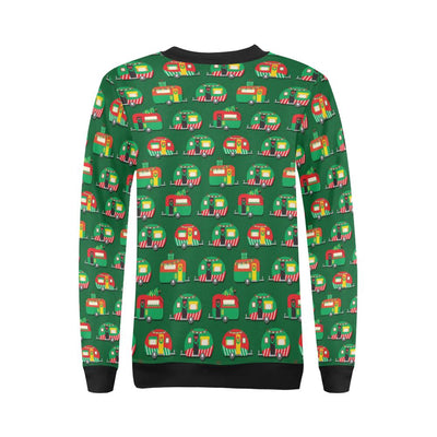 Camper Camping Christmas Themed Print Women Long Sleeve Sweatshirt-JorJune